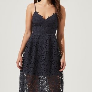 ASTR The Label Lace A Line Mini Dress Navy Small